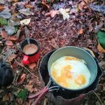 Proper coffee and eggs Proper ground coffee and eggs prepared on campstove