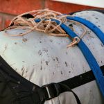 Muddy stuff sac Muddy stuff sac after previous nights rain and now mudguards.